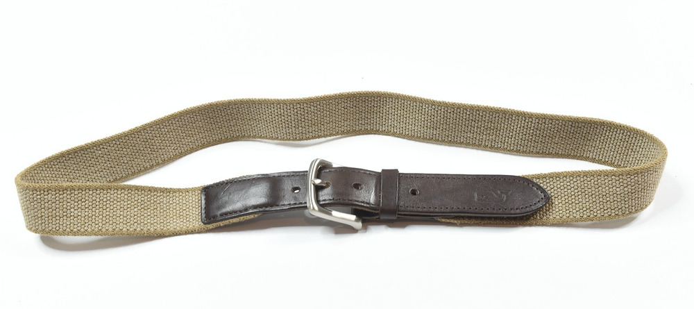 Vineyard Vines Canvas Leather Belt Mens 38 Tan Brown Solid Brass Casual Preppy